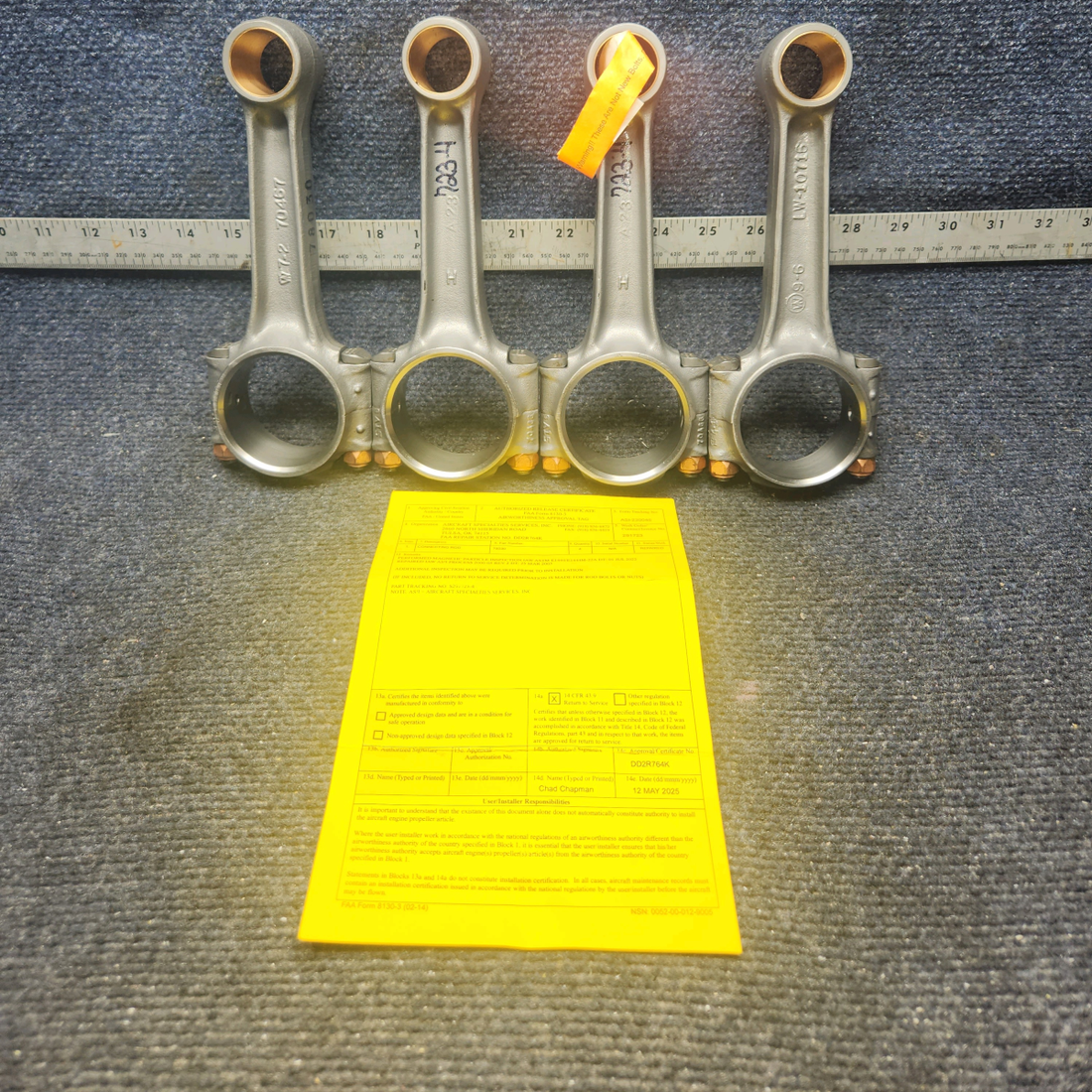 Used aircraft parts for sale, 78030 Lycoming O320 E2A CESSNA 172K Connection Rod w/ 8130 - set of 4