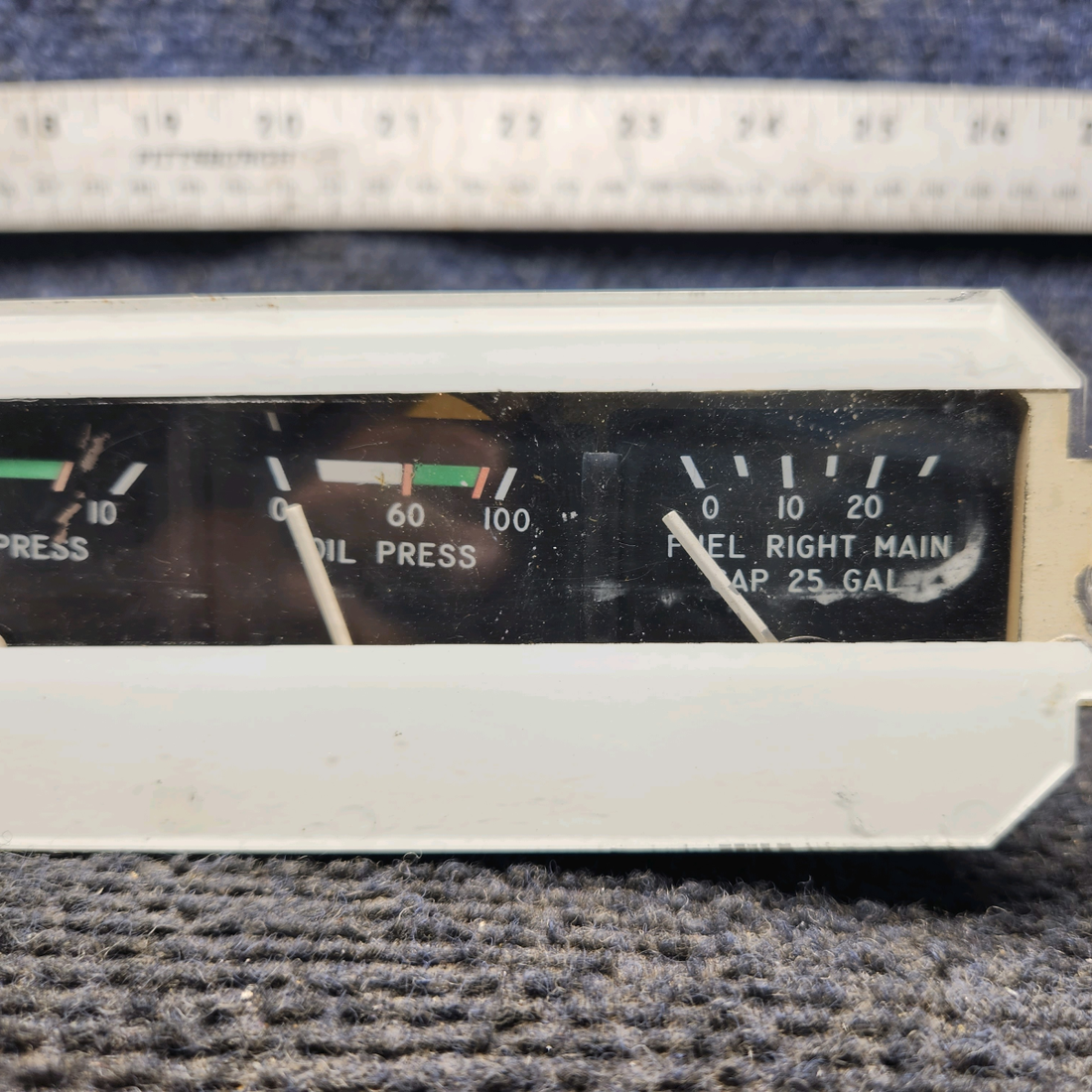 Used aircraft parts for sale, 95241-017 Piper PA28-140 Engine Gauge Cluster Assembly (Cover Damaged)