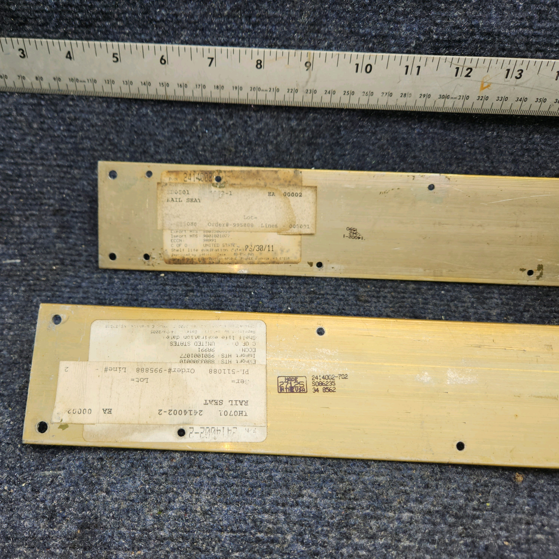 Used aircraft parts for sale, 2414002-2 Cessna 172RG Seat Rail R/H Outboard and Inboard- Copilot -Pair