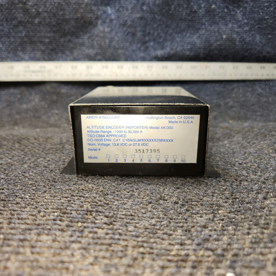 Used aircraft parts for sale, AK-350 Ameri-King Cessna 172 E Altitude Encoder with Tray (14 or 28V) (Core)