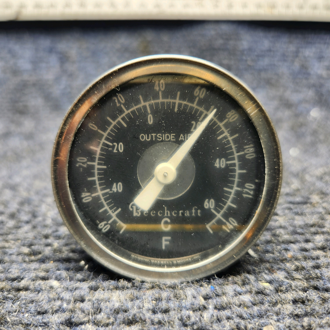 Used aircraft parts for sale, 35-380019-1 Rochester Beechcraft A23A Musketeer Custom III FREE AIR TEMPERATURE INDICATOR