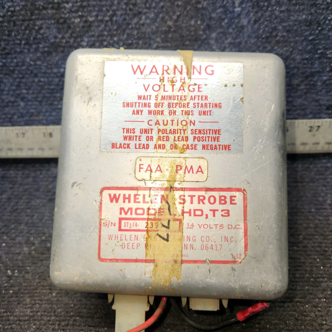 Used aircraft parts for sale, A413,T3-14 Whelen HD, T3 Strobe Power Supply (12V)