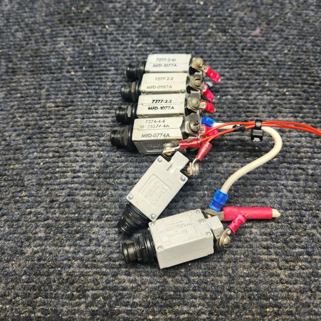 Used aircraft parts for sale, 7277-2-5 / 14 / -10 / -2 MOONEY M20J SET KLIXON CIRCUIT BREAKER TWO 5A -TWO-2A - ONE -10-ONE 4A  TOTAL SIX