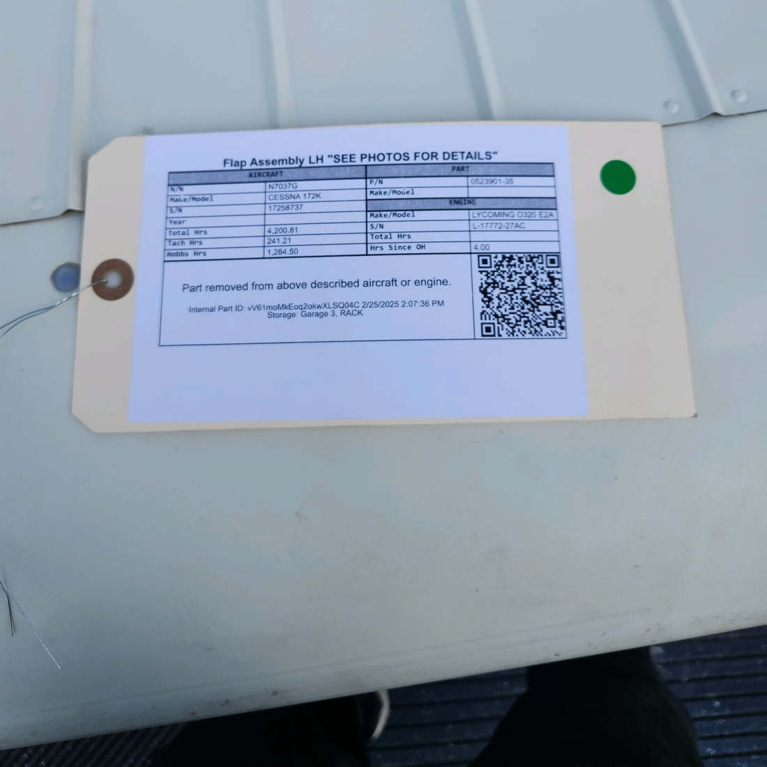 Used aircraft parts for sale, 0523901-35 CESSNA 172K FLAP ASSEMBLY LH "SEE PHOTOS FOR DETAILS"