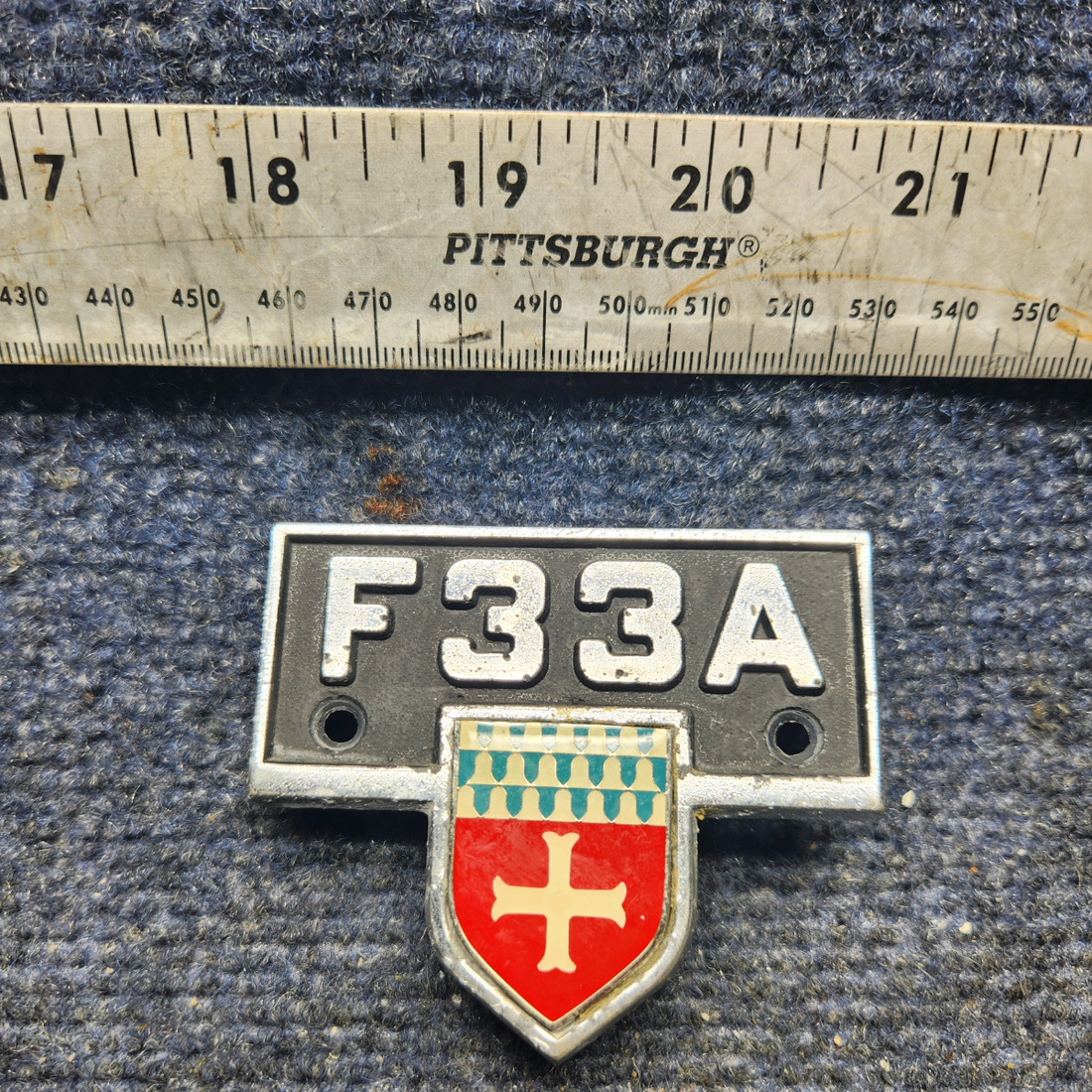 Used aircraft parts for sale, 33-000066-1 Beechcraft F33A FUSELAGE EMBLEM W/ CREST