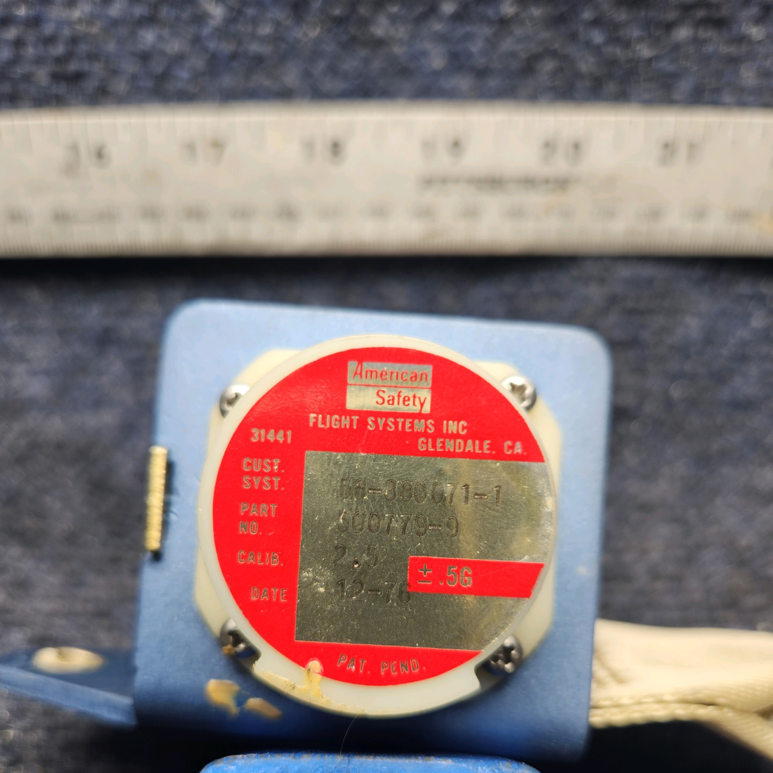 Used aircraft parts for sale, 58-380071-1 America Safety Beechcraft F33A SEAT BELT REEL W/ BELT INERTIA REEL