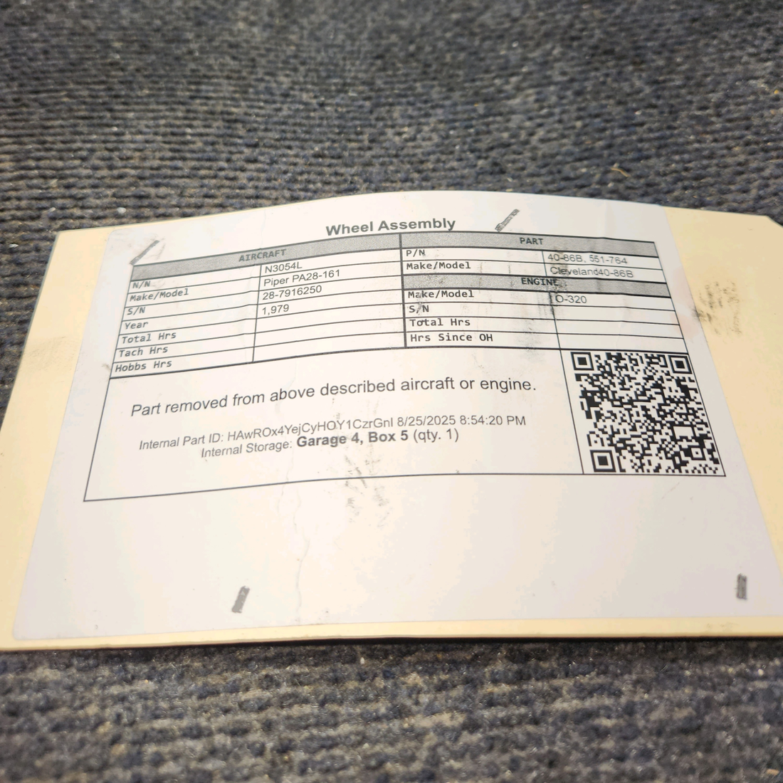 Used aircraft parts for sale, 40-86B Cleveland 40-86B Piper PA28-161 Wheel Assembly