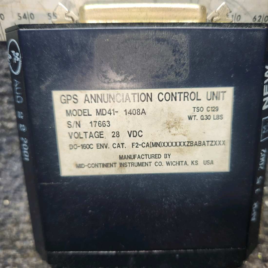Used aircraft parts for sale, MD41-1408A Mid-Continental MD-41 GPS Annunciation Control Unit