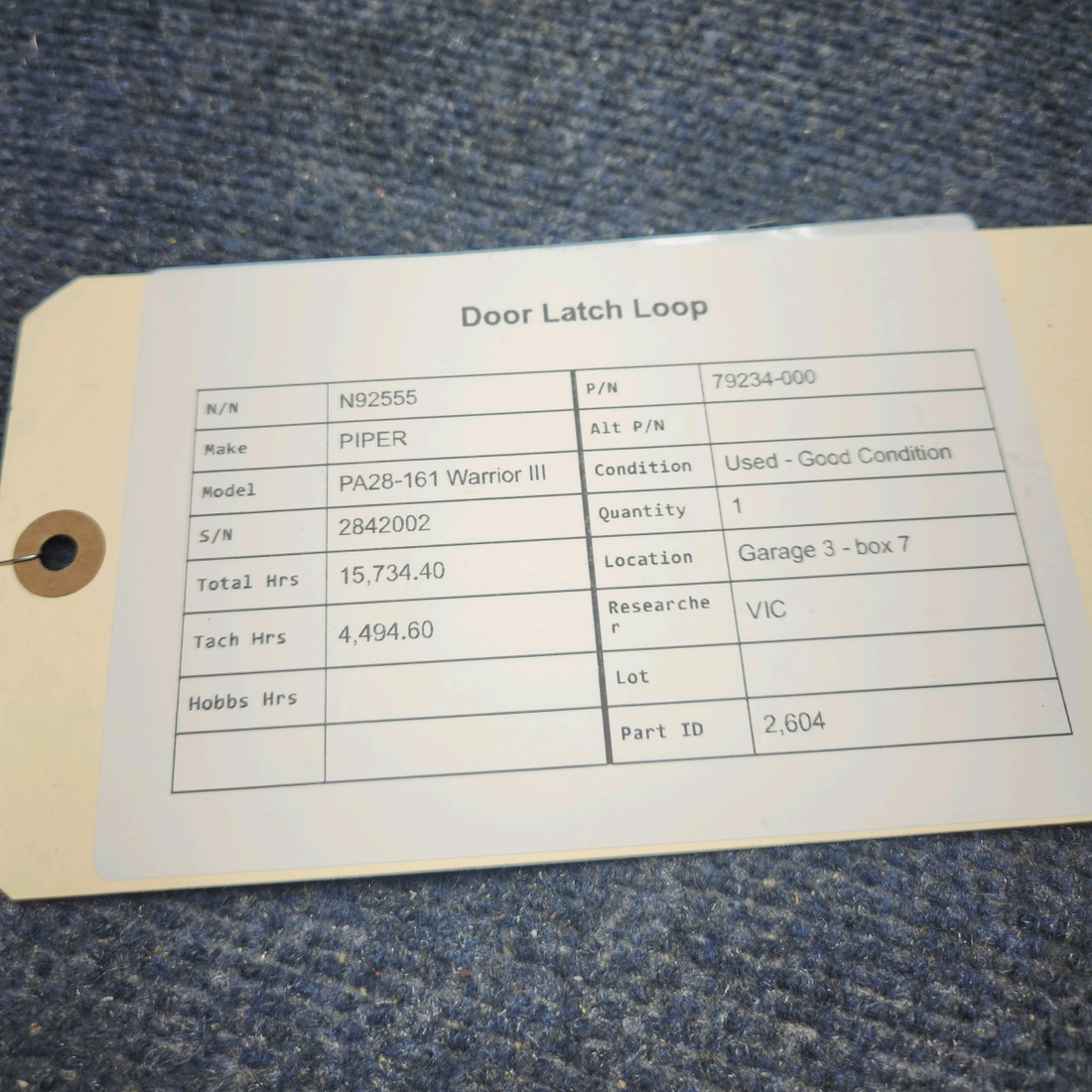 Used aircraft parts for sale, 79234-000 PIPER PA28-161 Warrior III DOOR LATCH LOOP