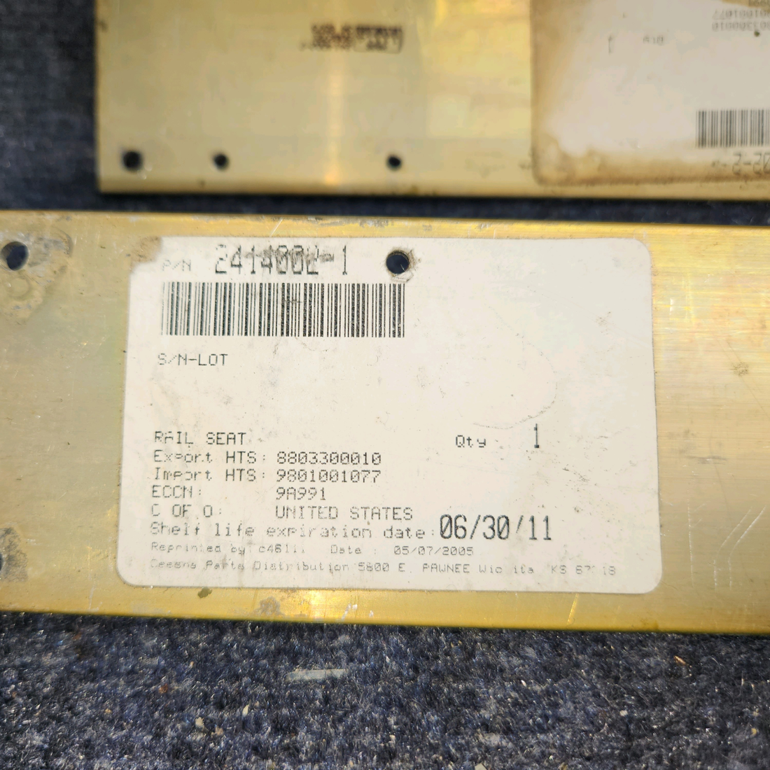 Used aircraft parts for sale, 2414002-1 Cessna 172RG Seat Rail L/H Outboard and Inboard- Pilot -Pair