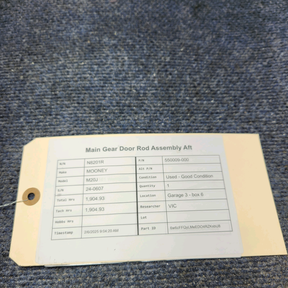 Used aircraft parts for sale, 550009-000 Mooney M20J MAIN GEAR DOOR ROD ASSEMBLY AFT