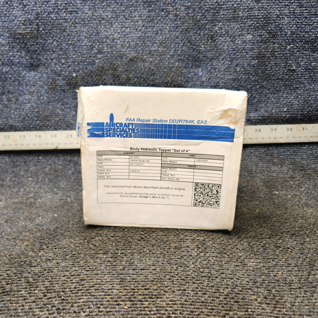 Used aircraft parts for sale, 15B26064 Lycoming O-320 PIPER PA28-140 Body Hidraulic Tappet "Set of 4"