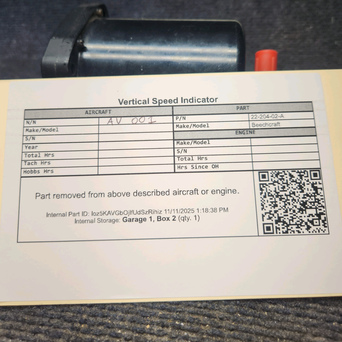 Used aircraft parts for sale, 22-204-02-A Beechcraft Beechcraft 95-B55 Vertical Speed Indicator