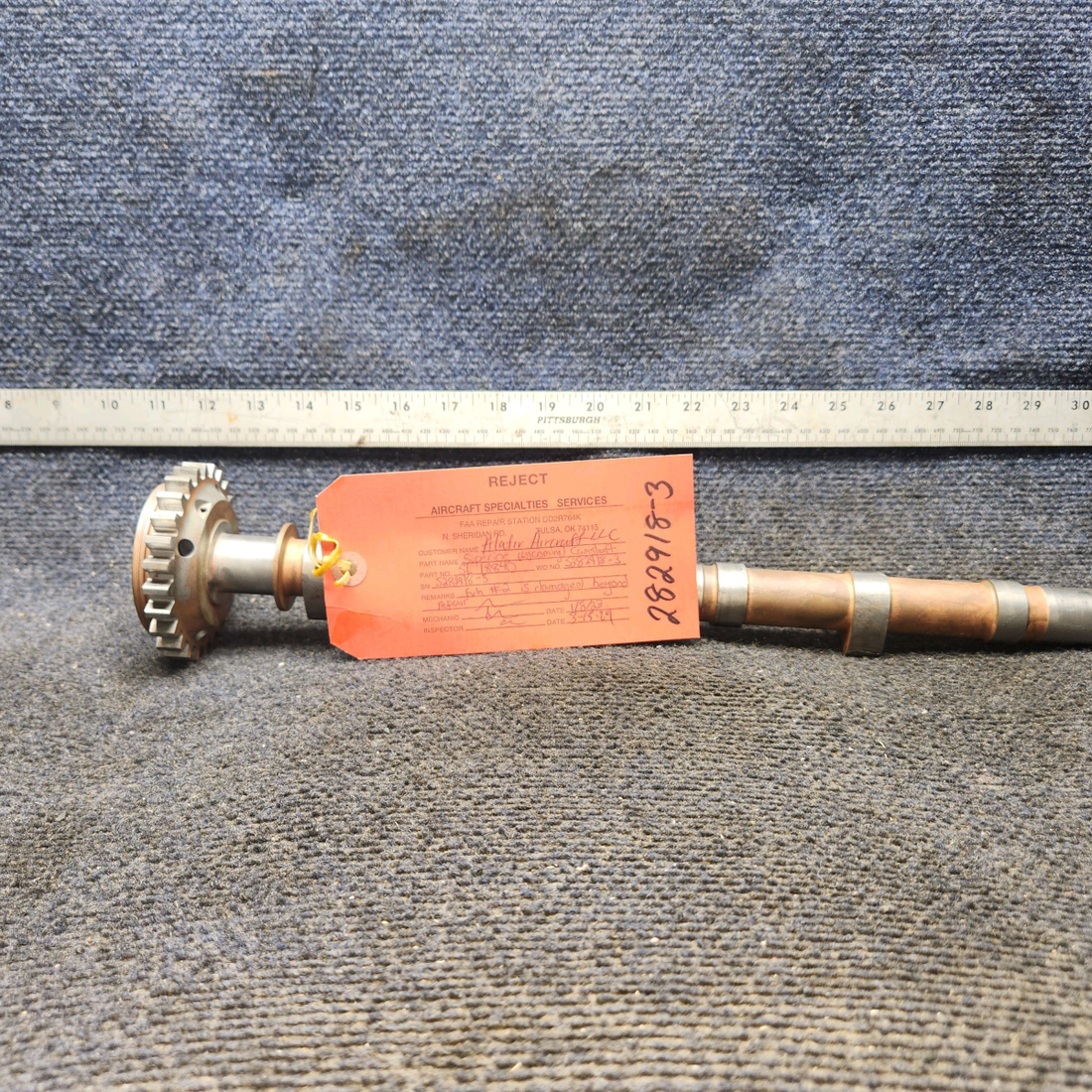 Used aircraft parts for sale, LW-18840 Lycoming O-320 PIPER PA28-140 Camshaft Assy