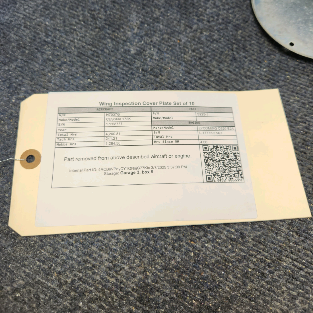 Used aircraft parts for sale, S225-1 CESSNA 172K WING INSPECTION COVER PLATE SET OF 10