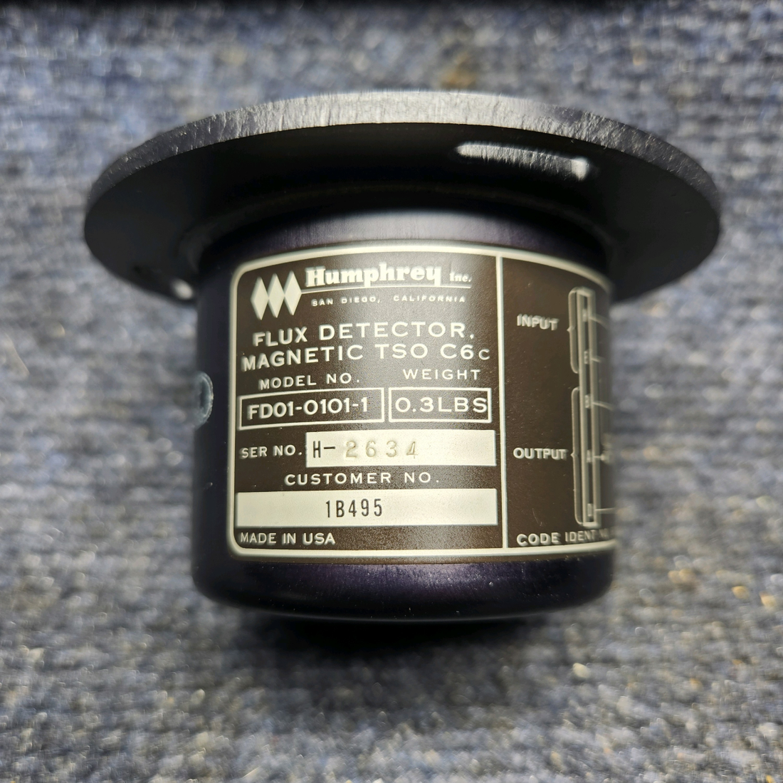 Used aircraft parts for sale, 1B495-4 Humphrey FD01 FLUX DETECTOR MAGNETIC (28V)
