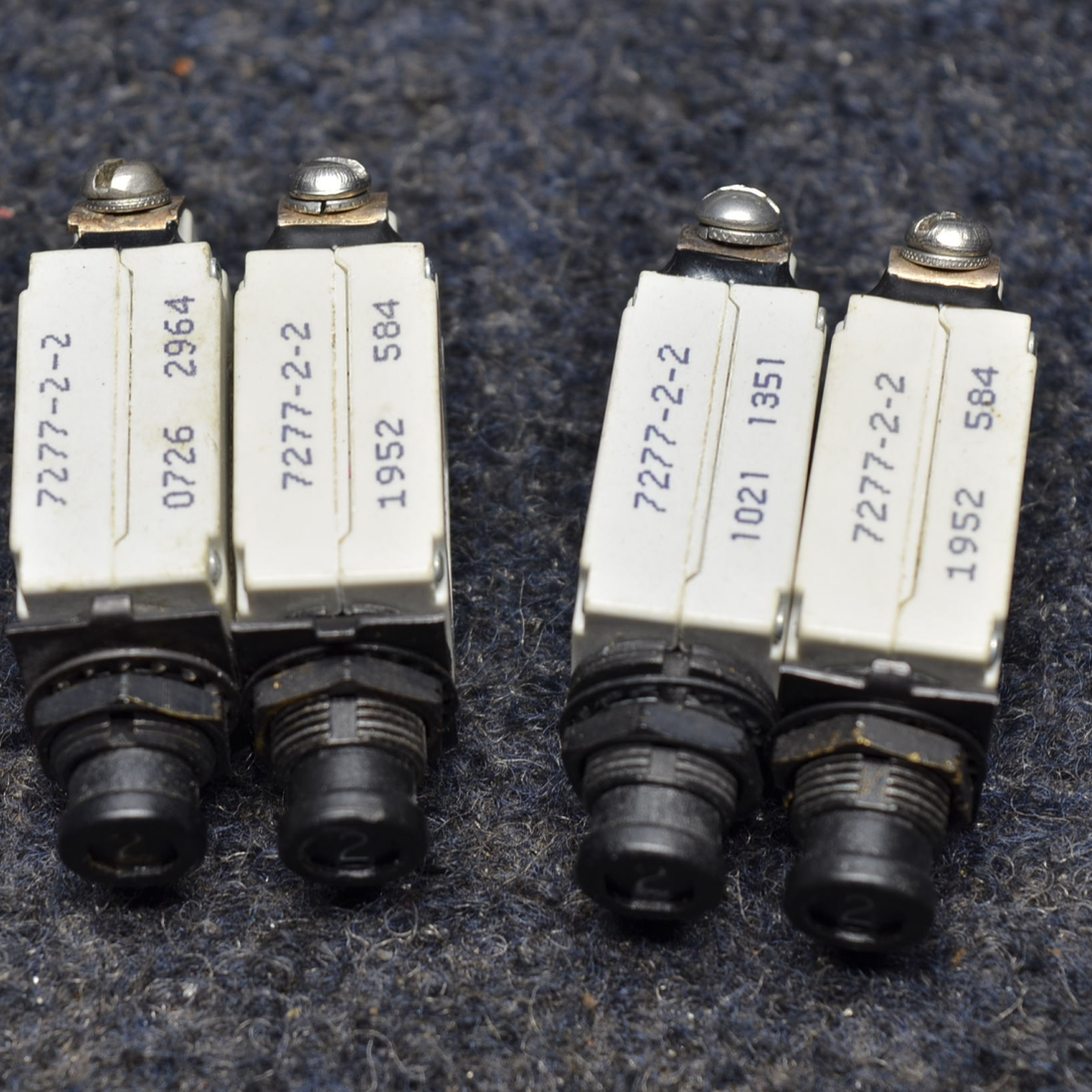 Used aircraft parts for sale, 7277-2-2 Cessna C175 KLIXON CIRCUIT BREAKER 2AMP LOT OF FOUR (4)
