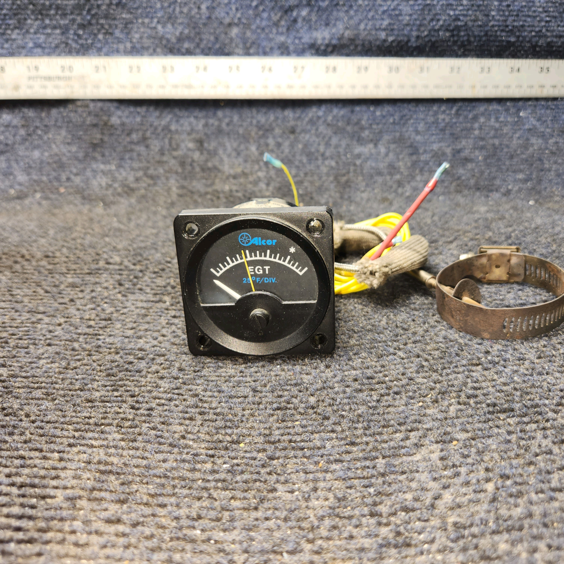 Used aircraft parts for sale, 46150 Alcor Cessna 172E EGT Exhaust Gas Temp Indicator with Probe