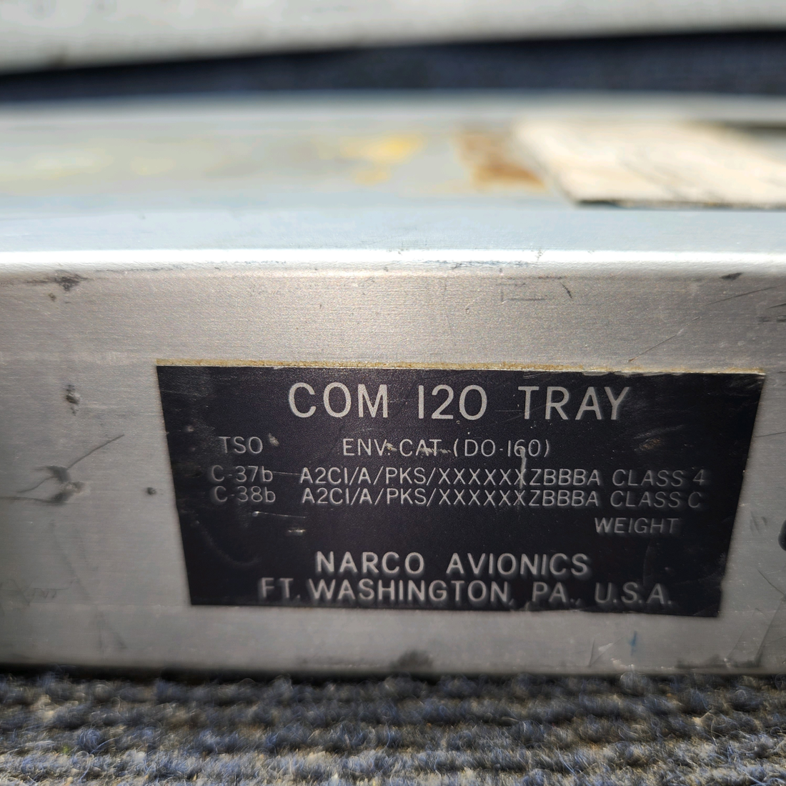 Used aircraft parts for sale, Narco COM 11A Narco Avionics Com 11A Cessna 172F COMM with tray and connector  - Untested