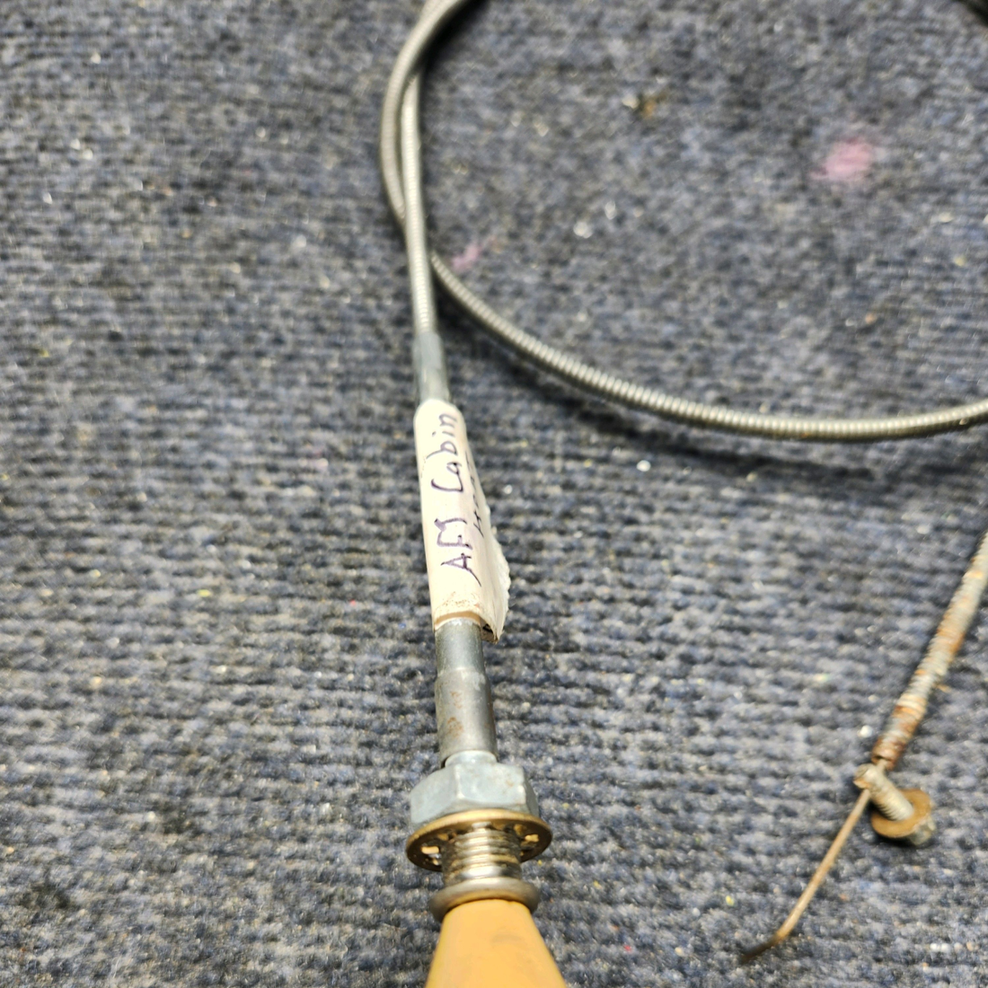 Used aircraft parts for sale, 35-380051-27 Beechcraft F33A AFT CABIN HEAT CONTROL CABLE ASSEMBLY (L: 46-1/4")