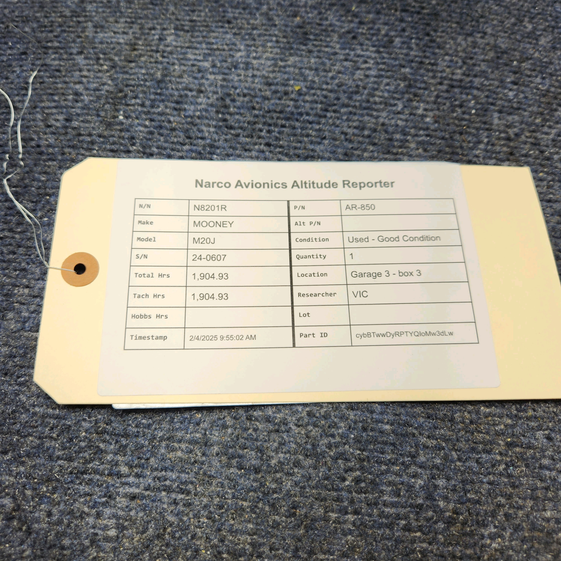 Used aircraft parts for sale, AR-850 Narco MOONEY M20J AVIONICS ALTITUDE REPORTER