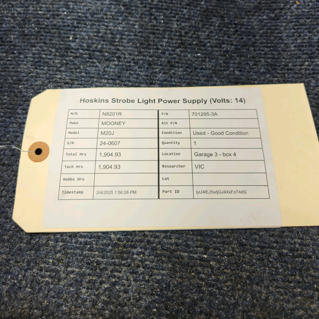 Used aircraft parts for sale, 701295-3A Hoskins MOONEY M20J STROBE LIGHT POWER SUPPLY (VOLTS: 14)