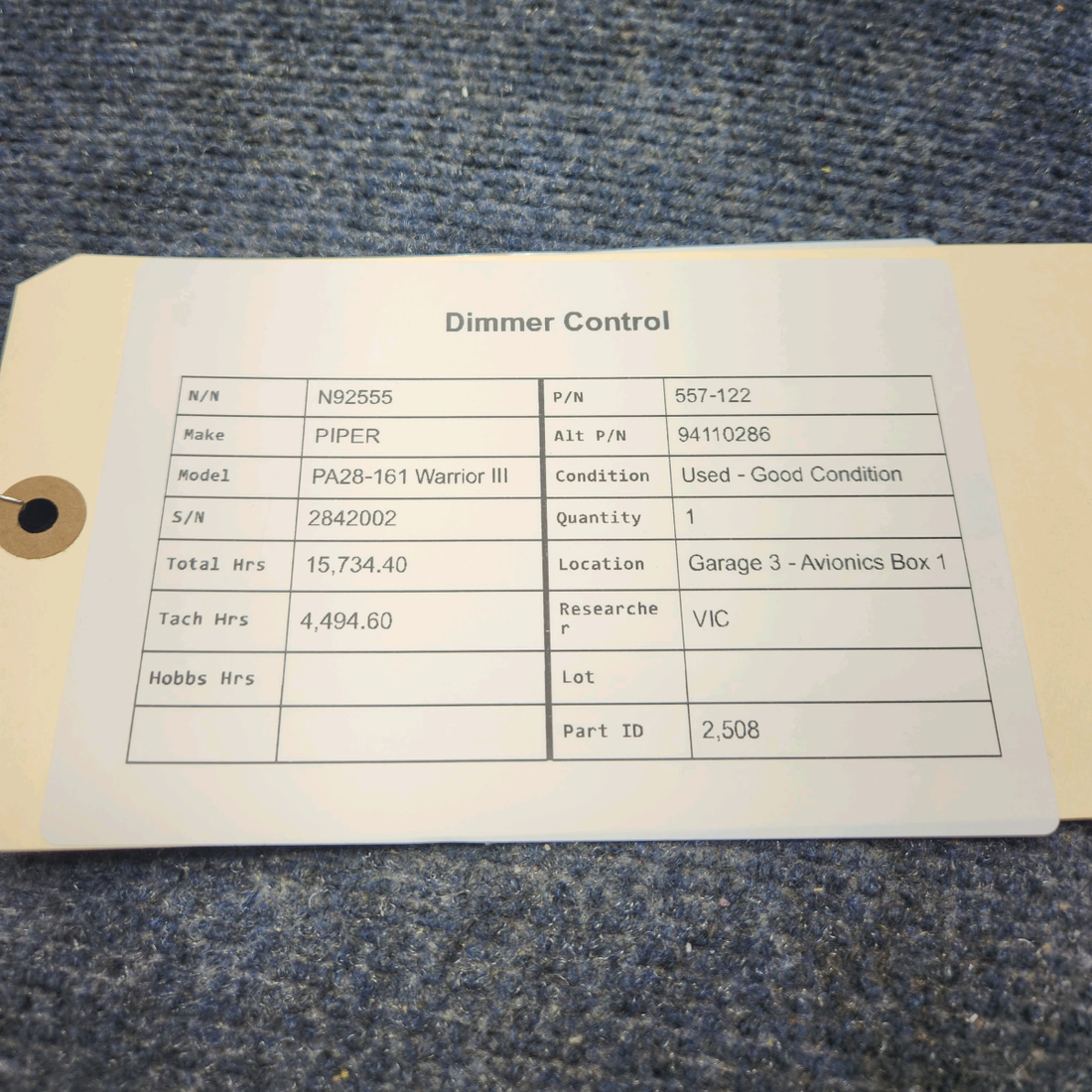 Used aircraft parts for sale, 557-122 PIPER PA28-161 Warrior III DIMMER CONTROL