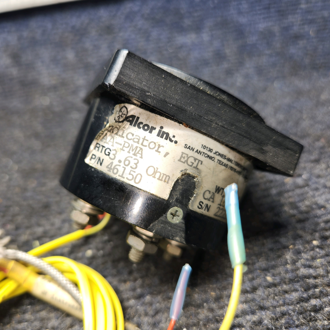 Used aircraft parts for sale, 46150 Alcor Cessna 172E EGT Exhaust Gas Temp Indicator with Probe