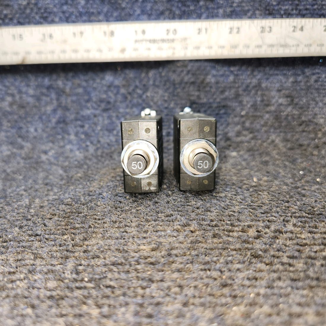 Used aircraft parts for sale, W23-X1A1G-50 Tyco Electronics W23 Series PIPER PA-24-250 Circuit Breaker – 50 Amps, Price per Each