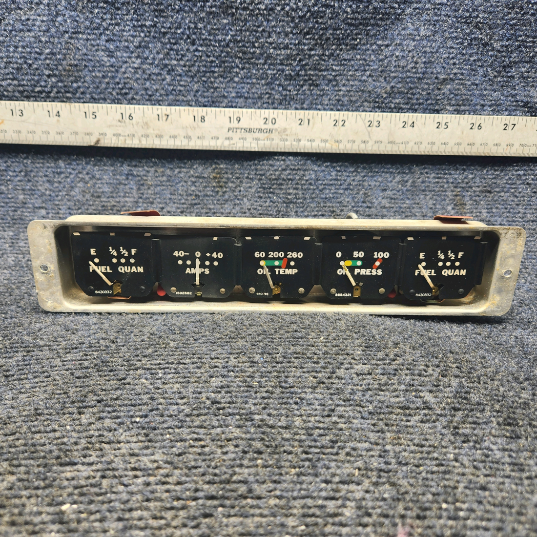 Used aircraft parts for sale, 169-380036-3 Beechcraft A23A Musketeer Custom III ENGINE GAUGE CLUSTER ASSEMBLY