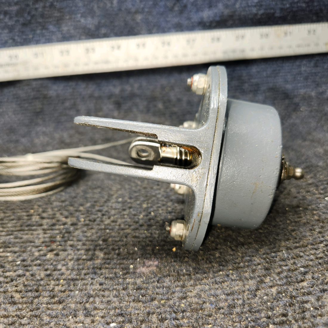 Used aircraft parts for sale, 35-524375 BEECHCRAFT F35 Elevator Trim Tab Actuator Housing & Cap with Cable