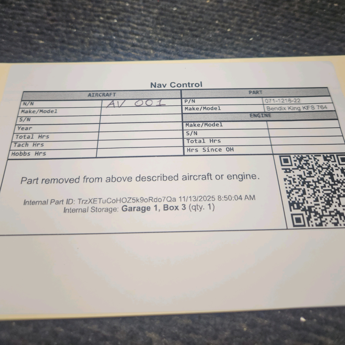 Used aircraft parts for sale, 071-1216-22 Bendix King KFS-674 Cessna 180 Nav Control