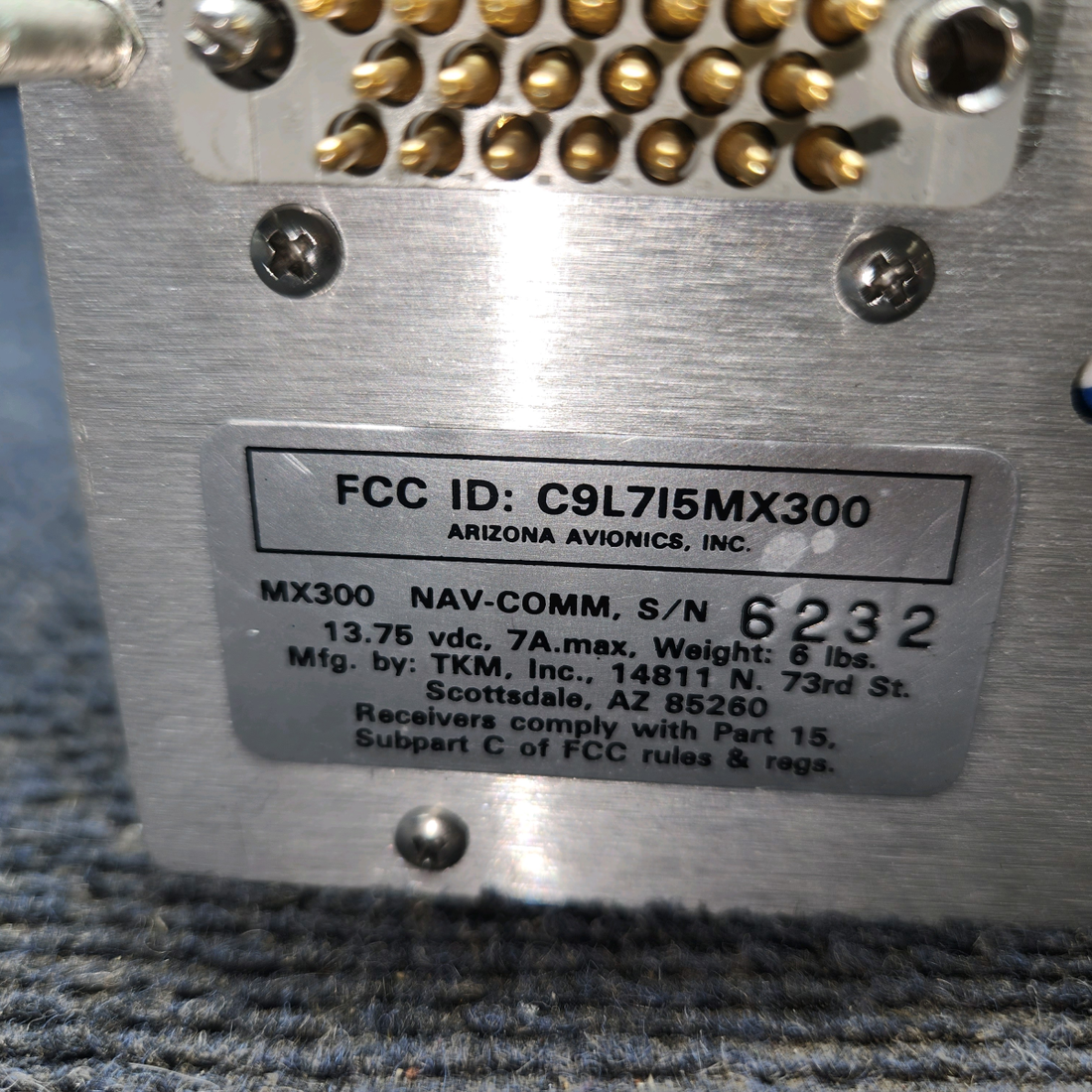 Used aircraft parts for sale, MX300 TKM cessna 150G NAV/COMM 14 VDC with Tray and Connectors
