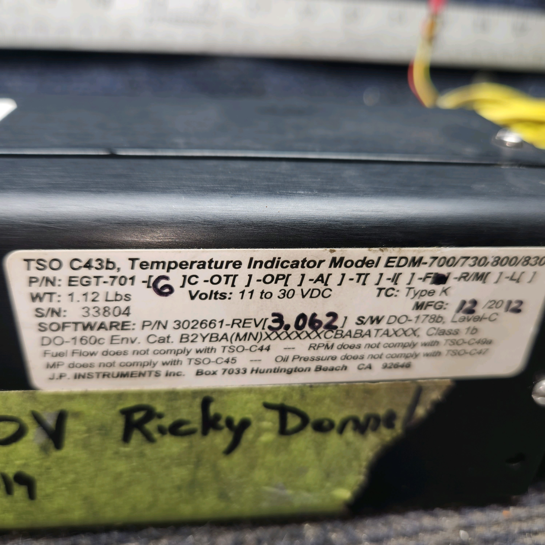 Used aircraft parts for sale, EGT-701 J.P. Instruments Beechcraft 35-33 Engine Data Monitor Set