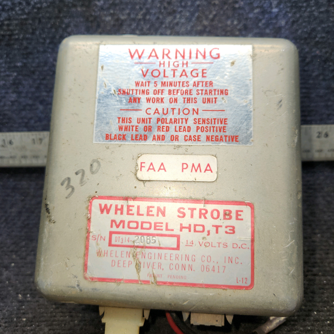 Used aircraft parts for sale, HD,T3 Whelen Stobe Power Supply (12V)