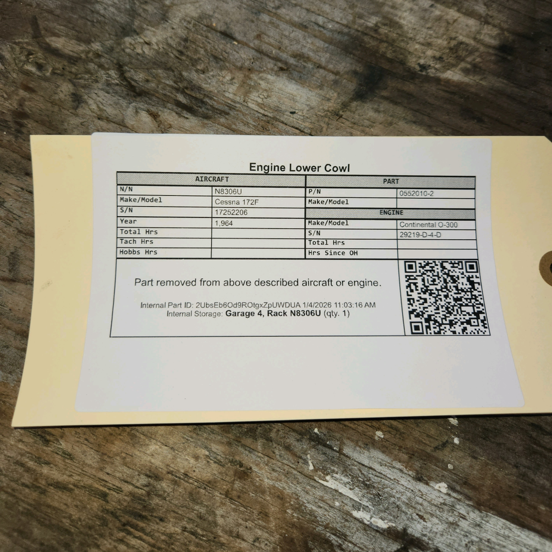 Used aircraft parts for sale, 0552010-2 Cessna 172F Engine Lower Cowl