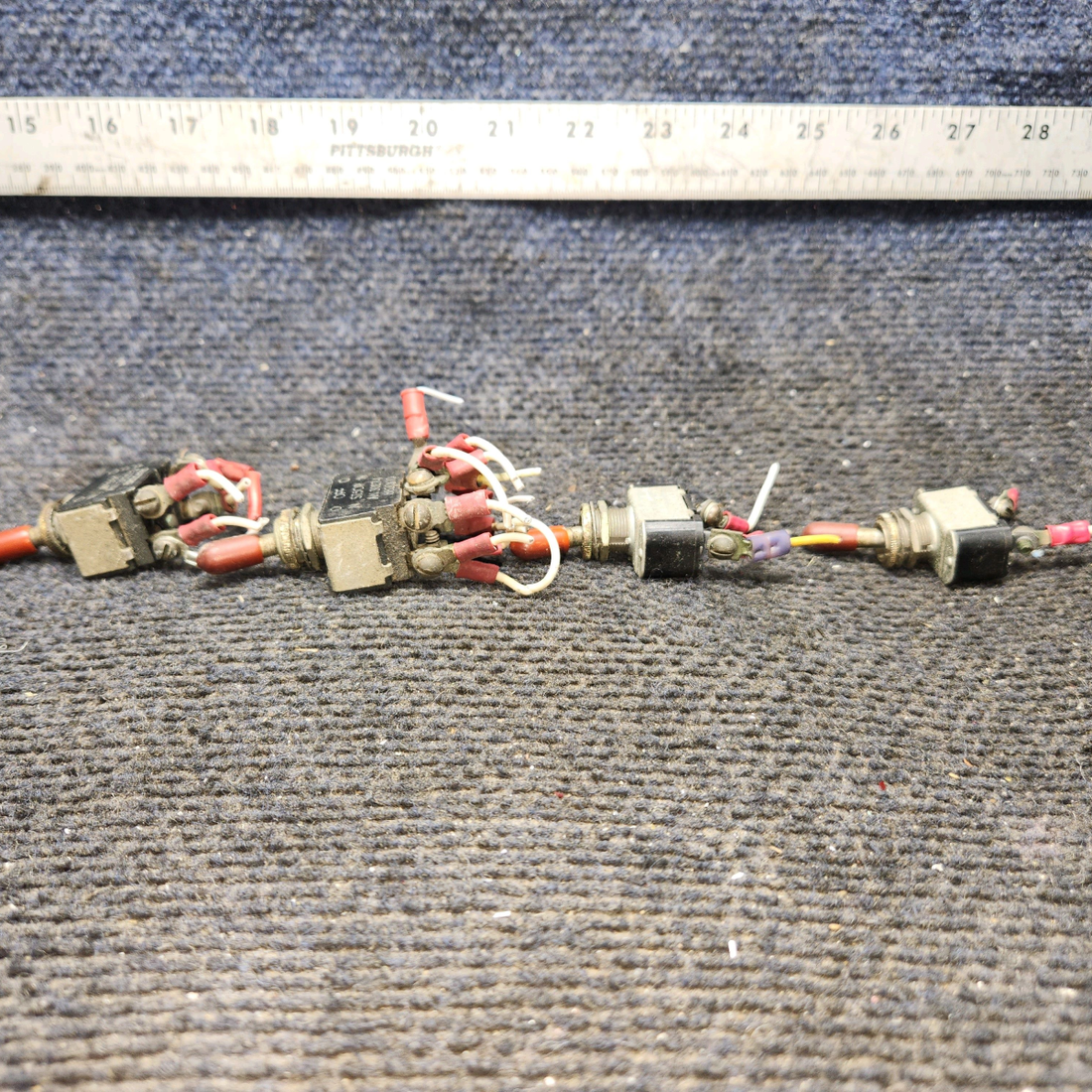 Used aircraft parts for sale, AN3027-1, AN3027-2, AN3021-2 Piper PA-28-140 Toggle Switch - Set of 4