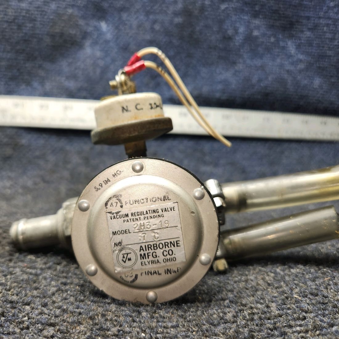 Used aircraft parts for sale, 2H3-19 Airborne Piper PA28-161 Vacuum Regulating Valve Assembly