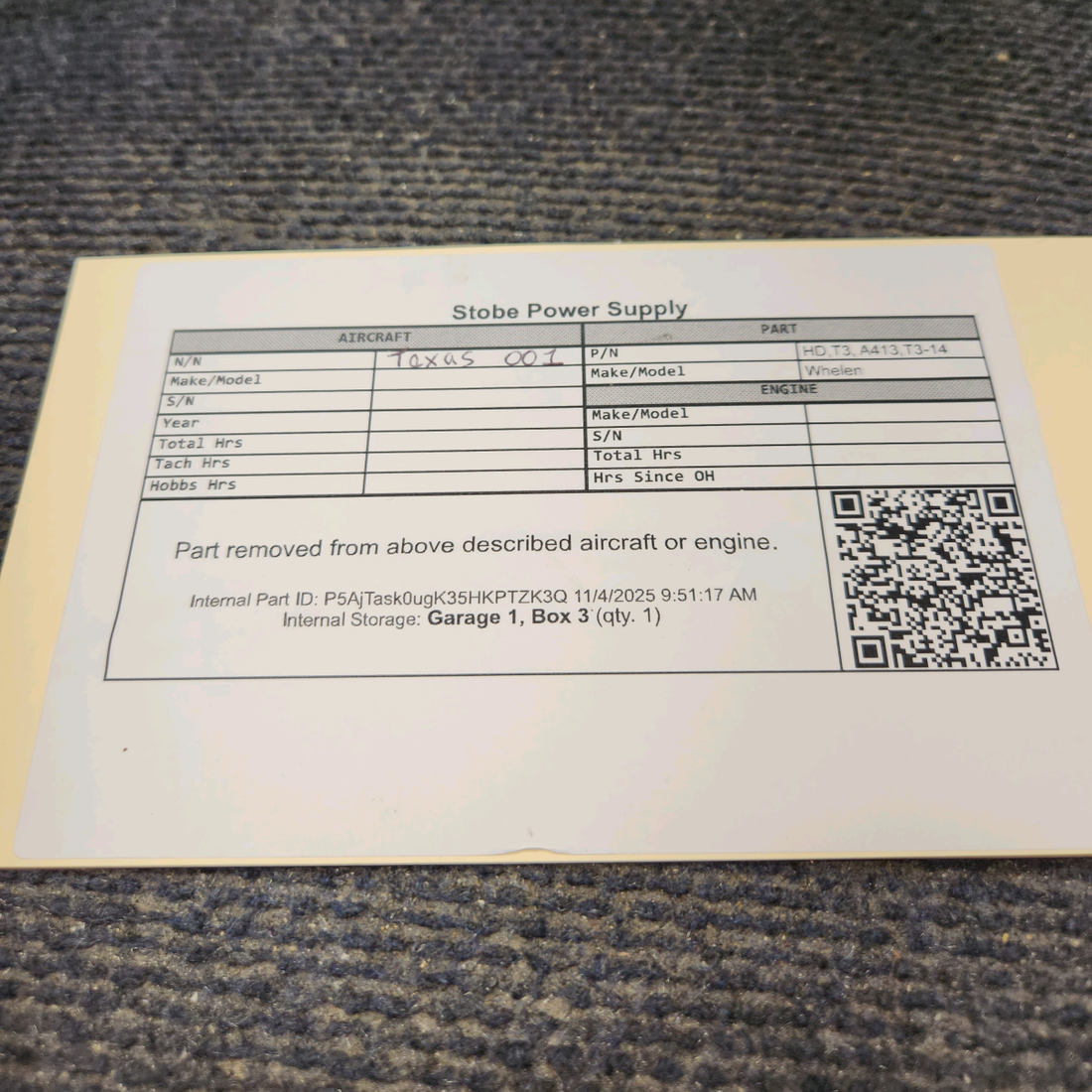 Used aircraft parts for sale, HD,T3 Whelen Stobe Power Supply (12V)