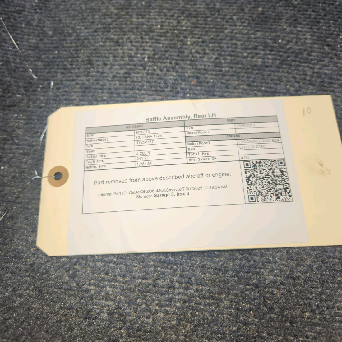 Used aircraft parts for sale, 0555207-1 CESSNA 172K BAFFLE ASSEMBLY, REAR LH
