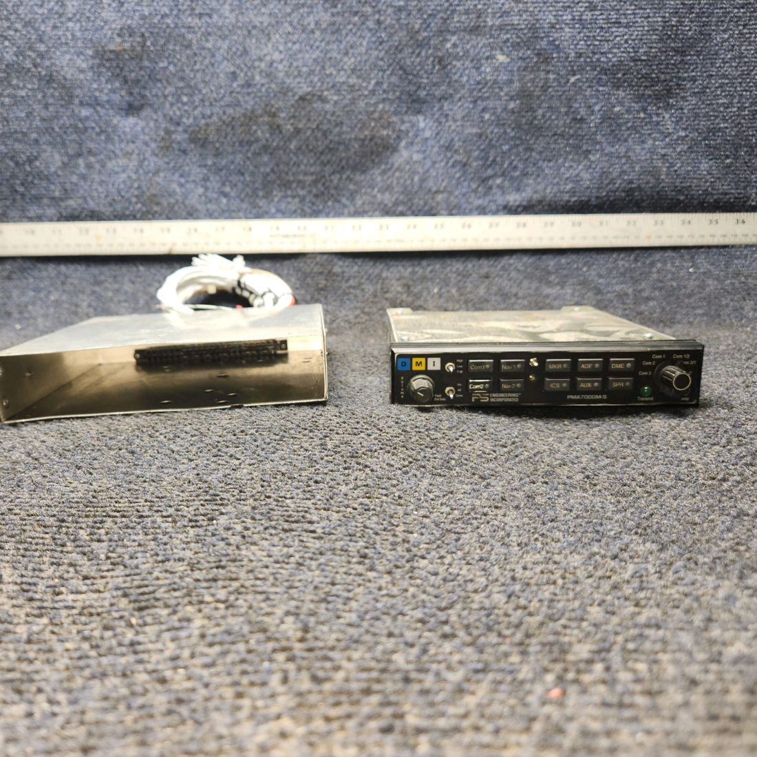 Used aircraft parts for sale, PMA7000 PS Engineering PMA7000M-S Piper PA28-161 Audio Panel with Tray and Connector