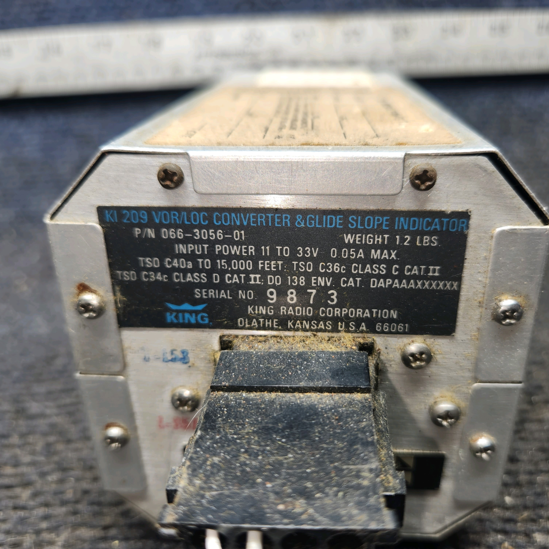 Used aircraft parts for sale, 066-3056-01 King Radio KI-209 cessna 172N VOR-LOC-Glideslope Indicator with Mods (Volts: 11-33)