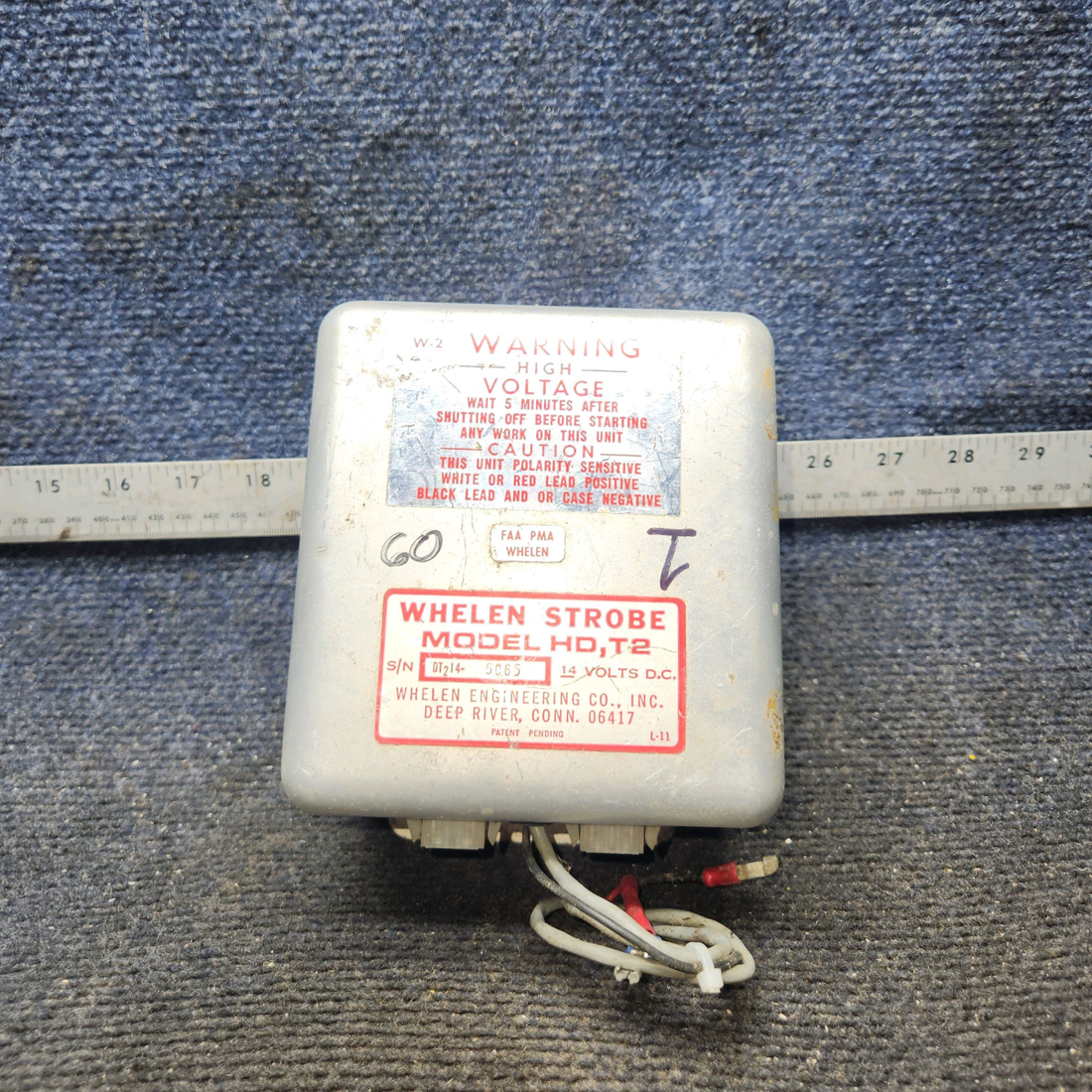 Used aircraft parts for sale, A413,T2-14 Whelen A413 Strobe Light Power Supply (14V)