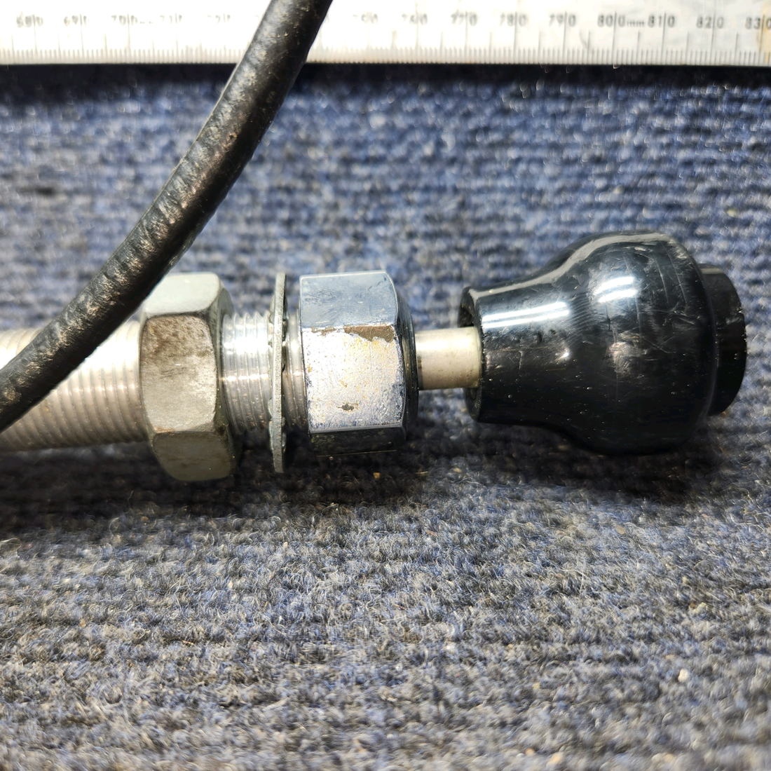 Used aircraft parts for sale, 35-944046-7 BEECHCRAFT F35 Propeller Control Cable – 52 7/8" Length