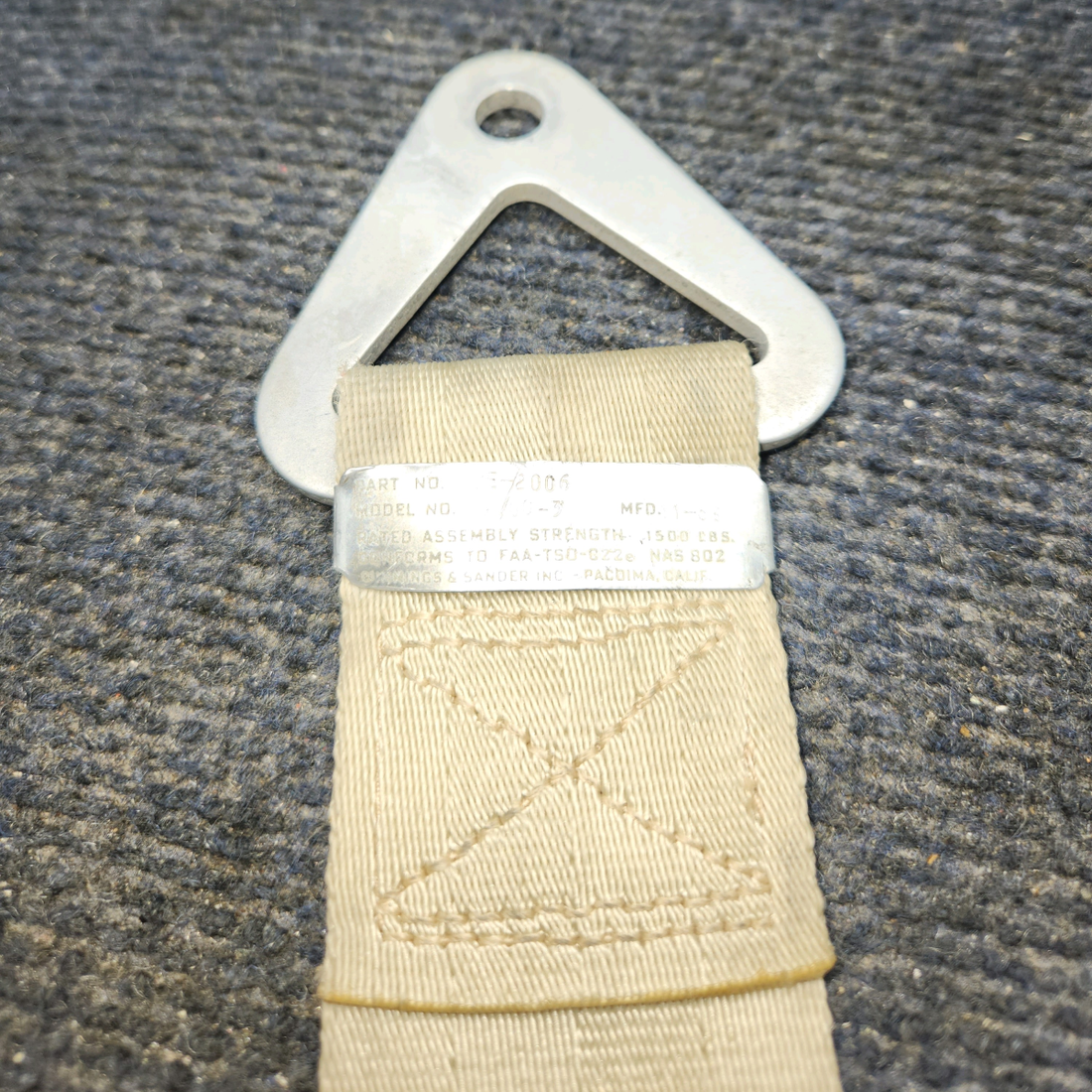 Used aircraft parts for sale, BE-2006 Beechcraft A24R Seatbelt Beige SEE PHOTOS FOR DETAILS"
