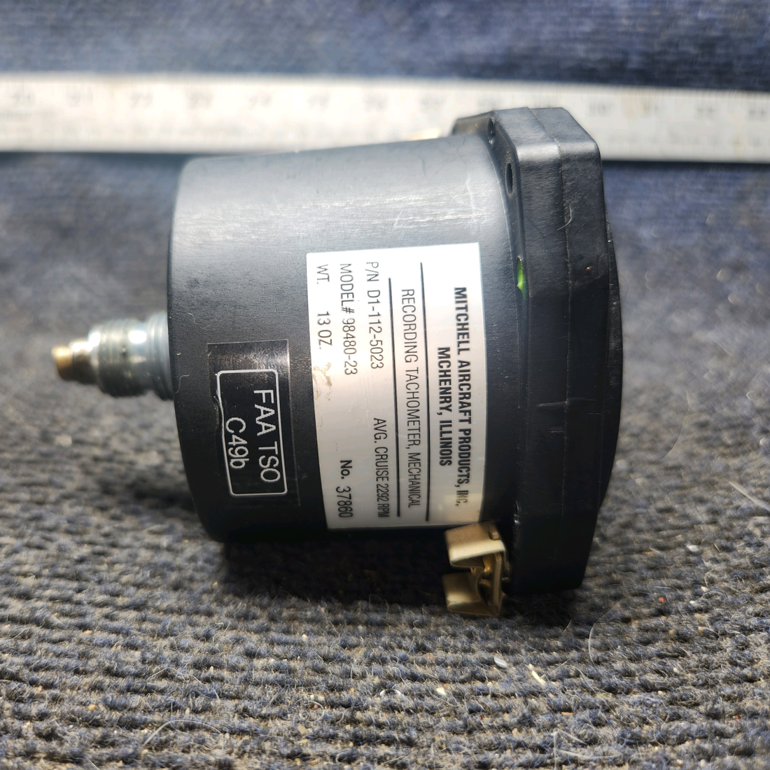 Used aircraft parts for sale, D1-112-5023 Mitchell cessna 172N Mechanical Recording Tachometer