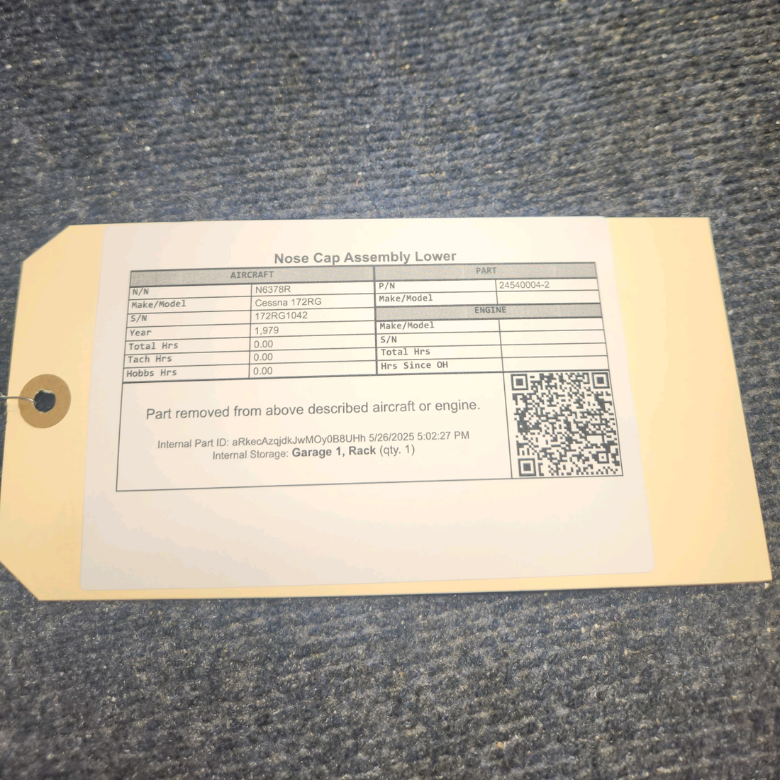 Used aircraft parts for sale, 2452004-2 Cessna 172RG Nose Cap Assembly Lower