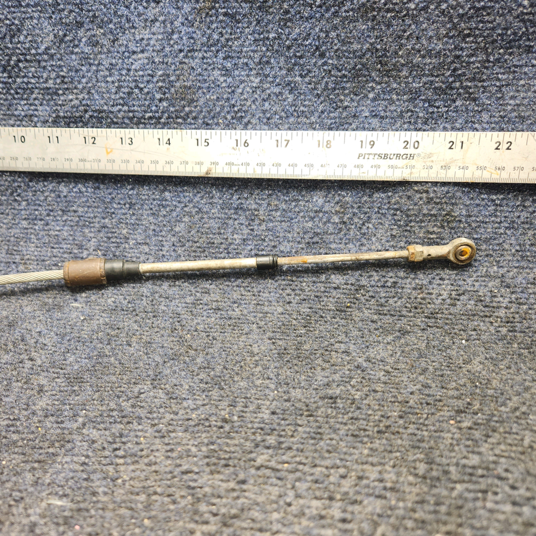 Used aircraft parts for sale, 169-940013-21 Beechcraft A24R Propeller Control Cable VERNIER (Length: 49-3/4") PLASTIC IS BROKE-SEE PHOTOS.