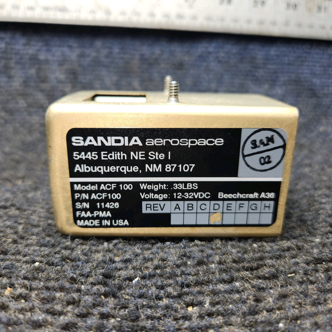 Used aircraft parts for sale, ACF100 Sandia Aerospace Piper PA32RT-300 Avionics Cooling Fan (12-32V)