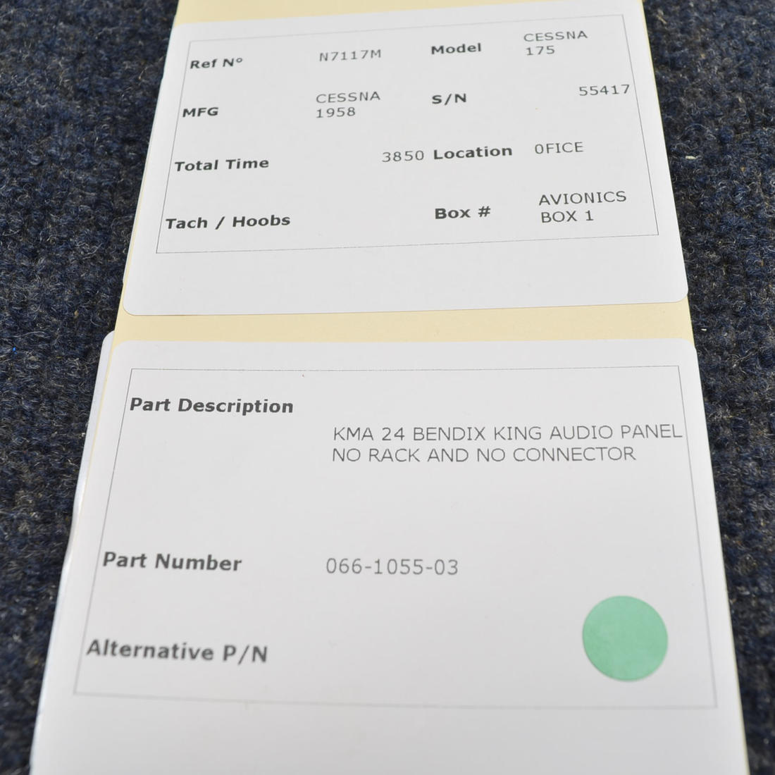 Used aircraft parts for sale, 066-1055-03 Cessna C175 KMA 24 BENDIX KING AUDIO PANEL NO RACK NO CONNECTOR